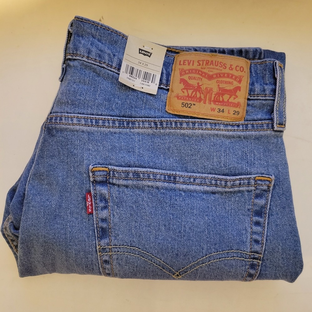 NWT Levi's 502 Taper Stretch Blue Jeans Men Size 34x27 Levi Strauss